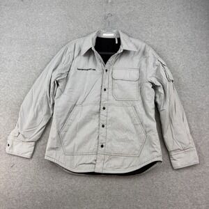 Helmut Lang Men's Gray Striped Shirt Jacket Size Small Lined Button Up White